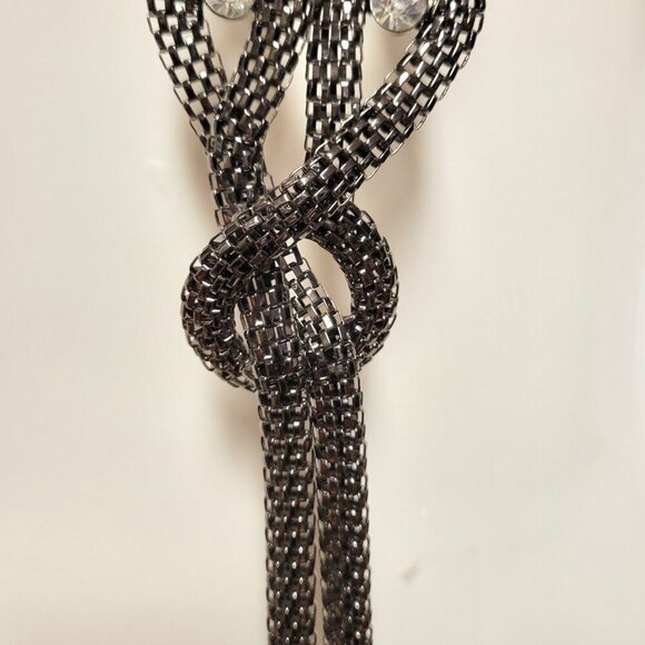 Long Hematite tone Necklace, Gunmetal Tone Two Strand Chain Necklace - Picture 16 of 16